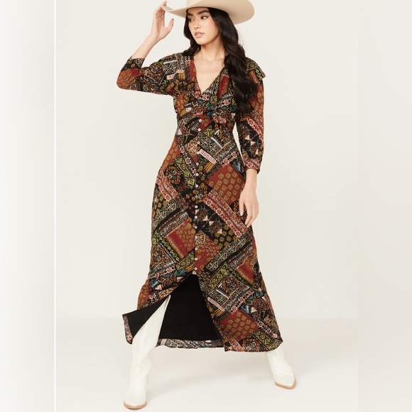 NWT Free People-Lennon Maxi Dress.Gorgeous patchwork ruffled dress.Size M. - Picture 2 of 15